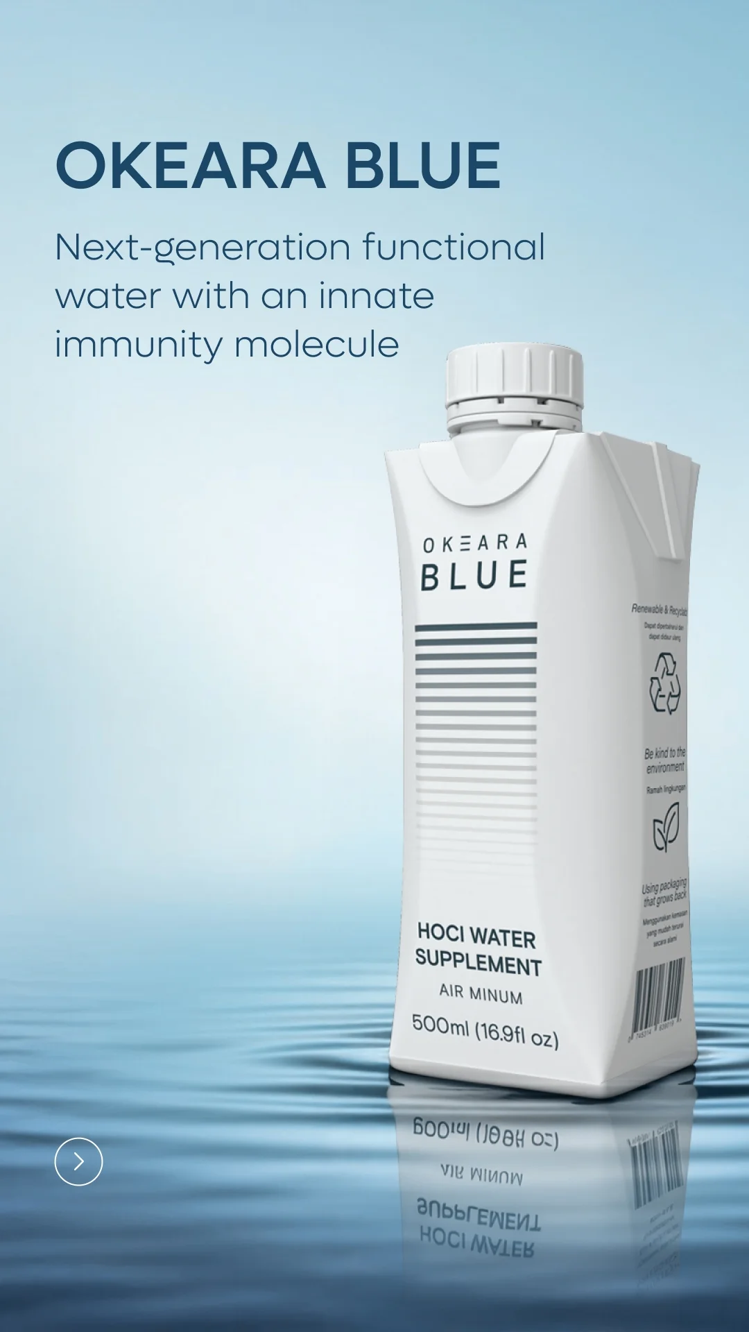 OKEARA Blue HOCl Supplement Water Marquee