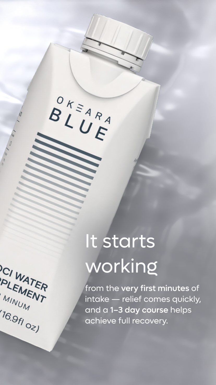 OKEARA Blue HOCl Supplement Water Marquee